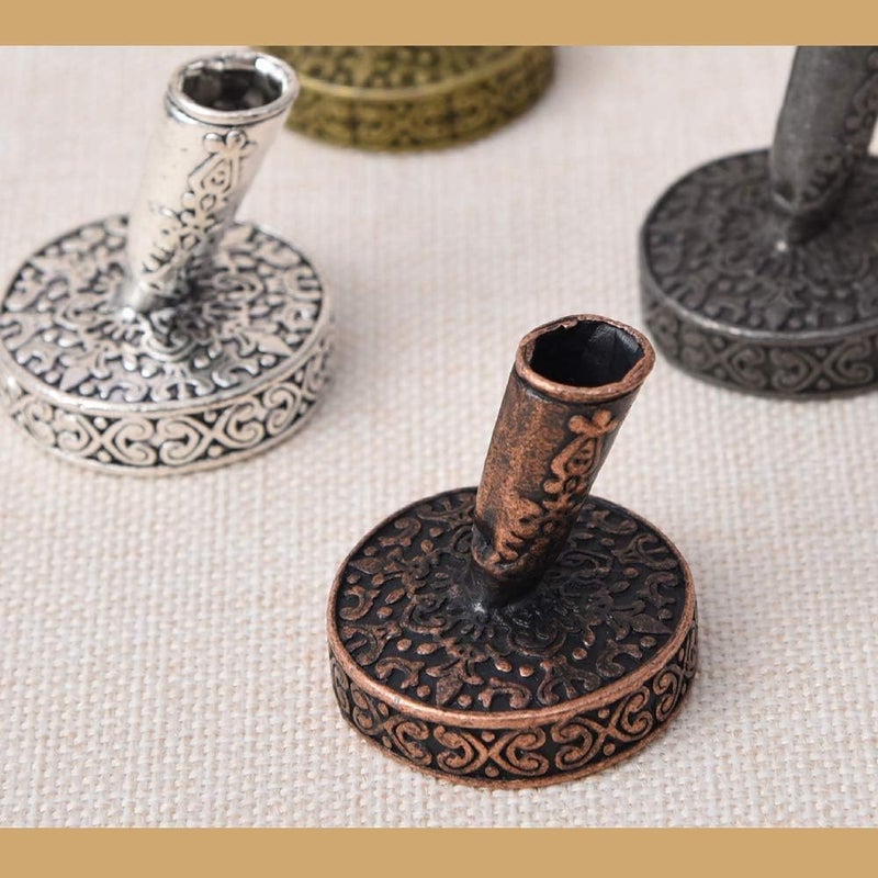 Acxico 1Pcs Vintage Round Metal Insertion Pen Holder Feather Quill Dip Pens Base for School Office Supplies Student Gift - Image 5